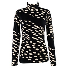 MARIMEKKO Size M Black White Jersey Dots Mock Neck Pullover