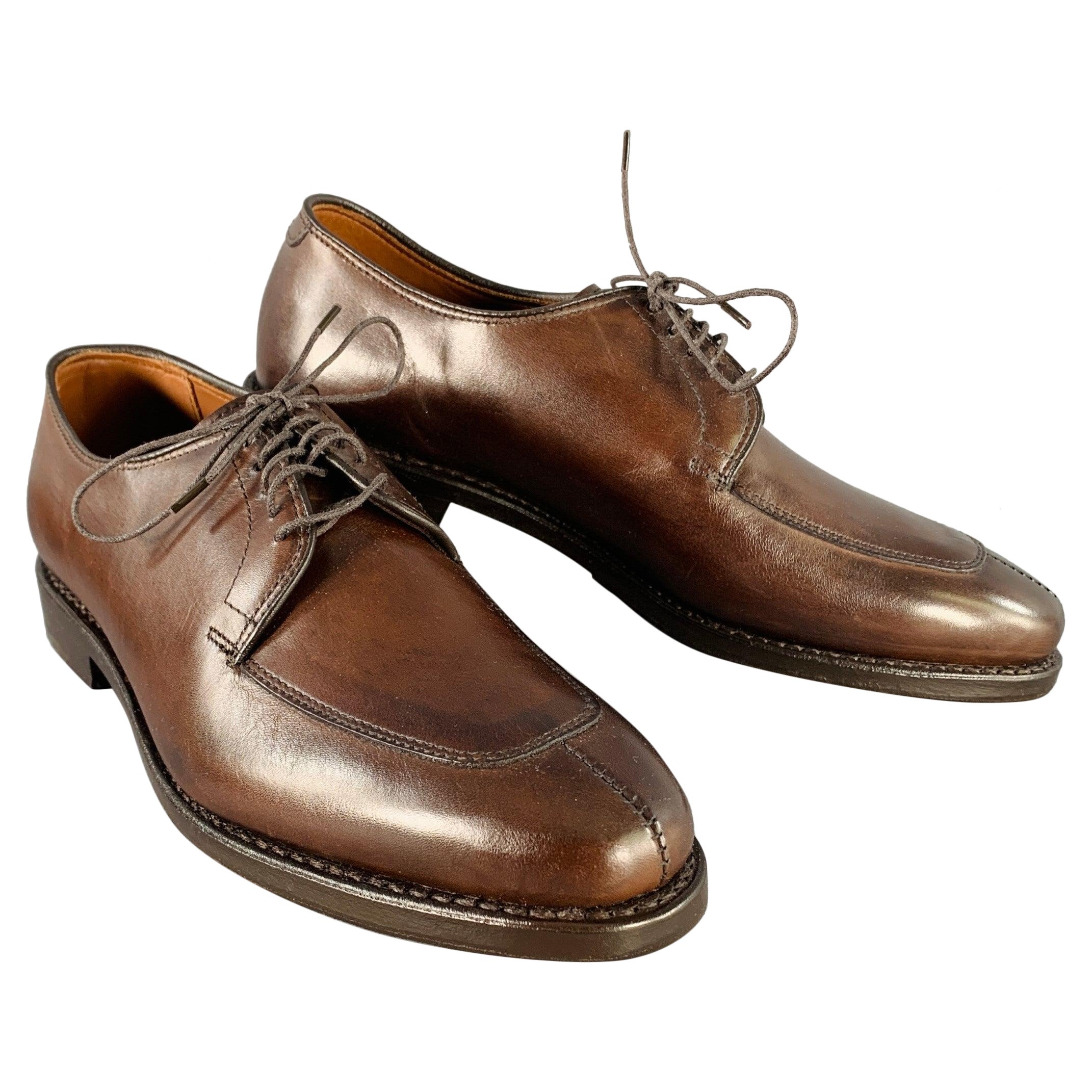 ALLEN EDMONDS Size 7 Delray Brown Leather Split Toe Derby Lace-Up Shoes For Sale