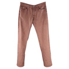 BRUNELLO CUCINELLI Taglia 32 Jeans dritti in cotone twill marrone con cinque tasche
