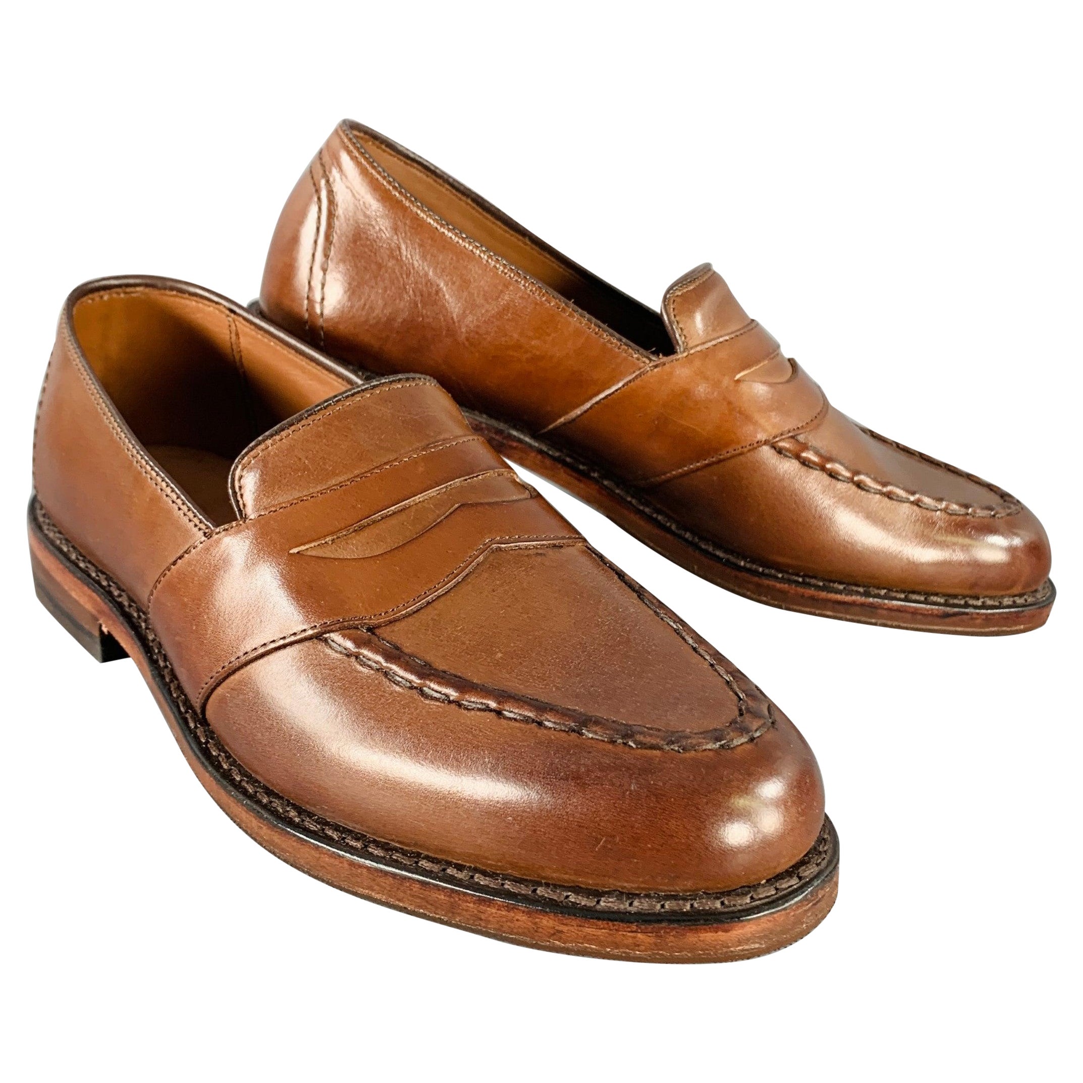 ALLEN EDMONDS Size 7 Randolph Brown Leather Penny Loafers For Sale