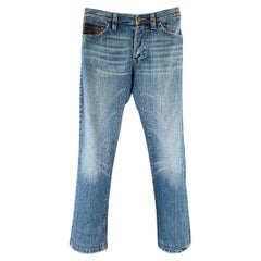 DSQUARED2 Taille 28 Jean droit en denim bleu à cinq poches et boutons Horn