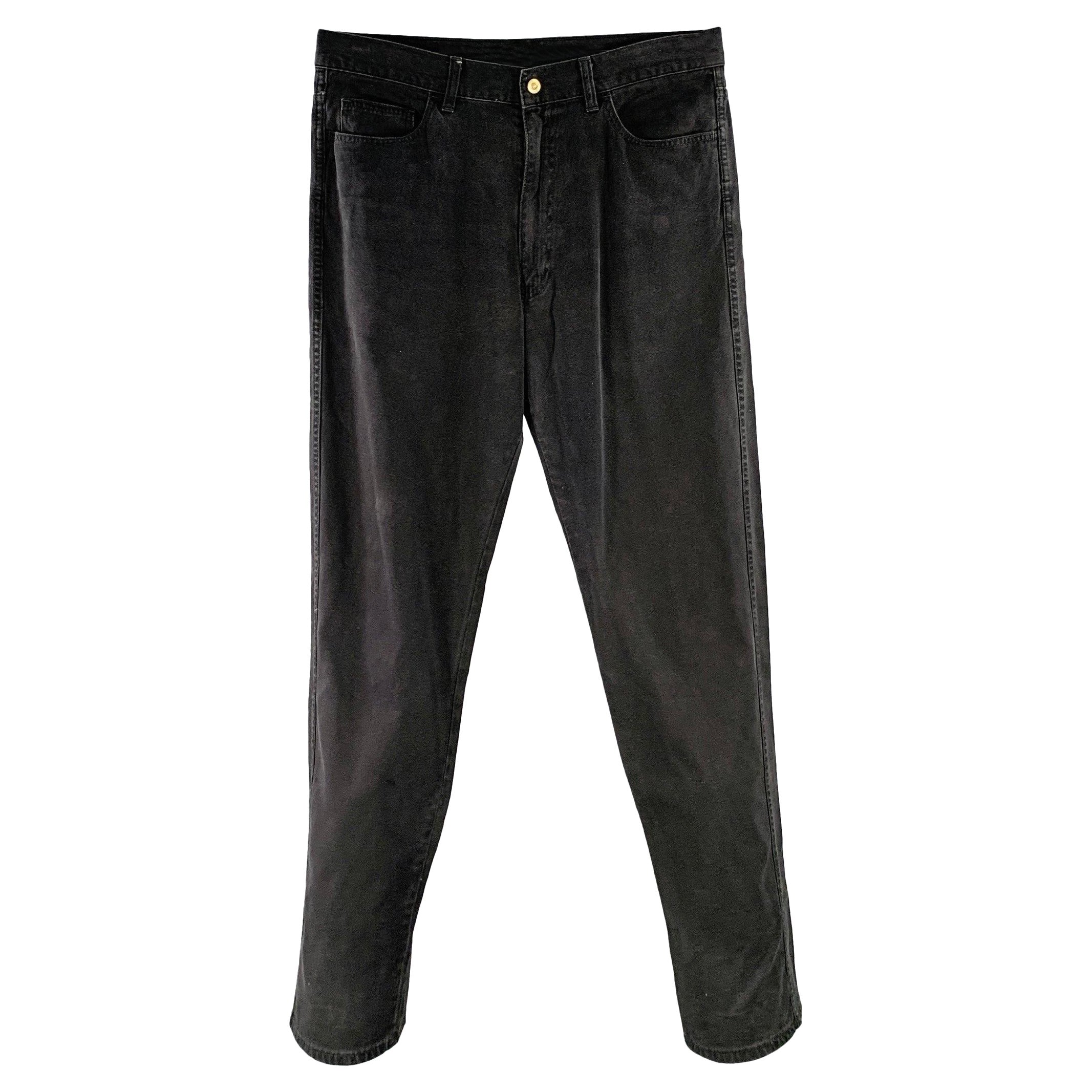 JEAN PAUL GAULTIER Size L Black Cotton Tapered Five Pockets Jeans