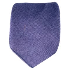 Used GUCCI Grey Navy Orange Stripe Skinny Silk Tie