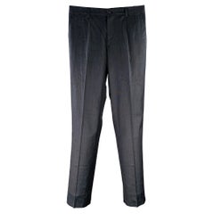 Dolce & Gabbana Taille 30 Pantalon habillé en laine vierge et soie à pois noir et bleu marine