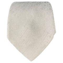Used GUCCI Grey Silver Horsebit Stripe Silk Skinny Tie