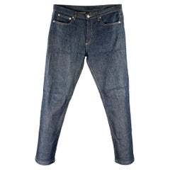 A.P.C. taglia 32 Jeans indaco in twill misto cotone con cuciture a contrasto, dritti e a cinque tasche.