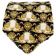 GIANNI VERSACE Black Gold Medusa Heads Silk Tie