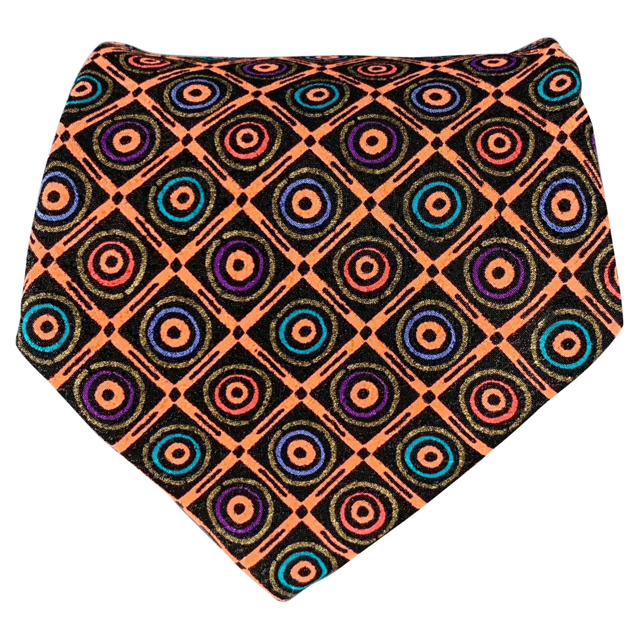 VERSACE Rosa Mehrfarbige Geometrische Seidenkrawatte