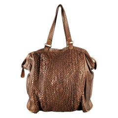 GIORGIO BRATO Brown Woven Leather Tote Handbag