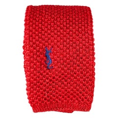 YVES SAINT LAURENT Burgundy Red Knit Wool Tie