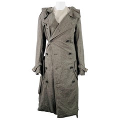 JUNYA WATANABE 2007 Size S Grey Light Grey Wool Double Breasted Bubble Hem Trench Coat