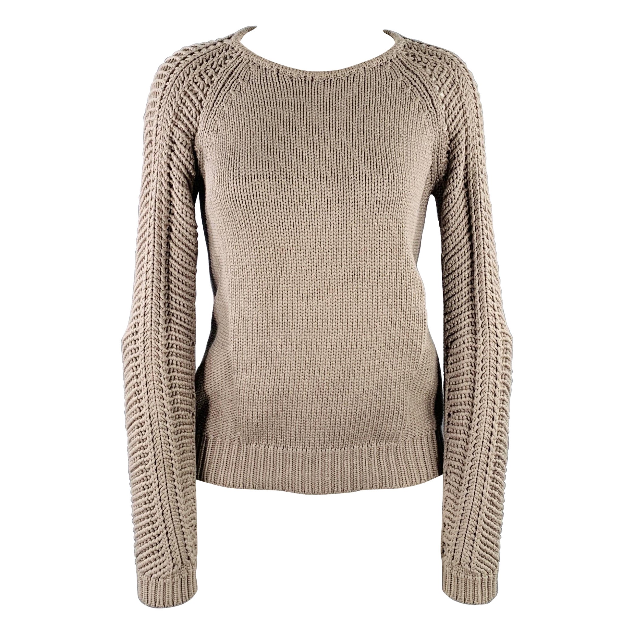 HELMUT LANG FW13 Taglia S Taupe Maglione girocollo a maglia aperta