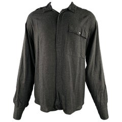 DOLCE & GABBANA Size M Grey Charcoal Viscose One Pocket Long Sleeve Shirt