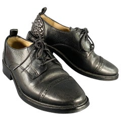 3.1 Phillip Lim Taille 6 Cuir texturé noir Cap Toe Lace-Up Derby Flats