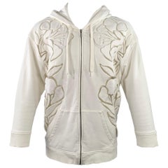 VALENTINO Size S White Cut Out Cotton Polyamide Oversized Hoodie Jacket