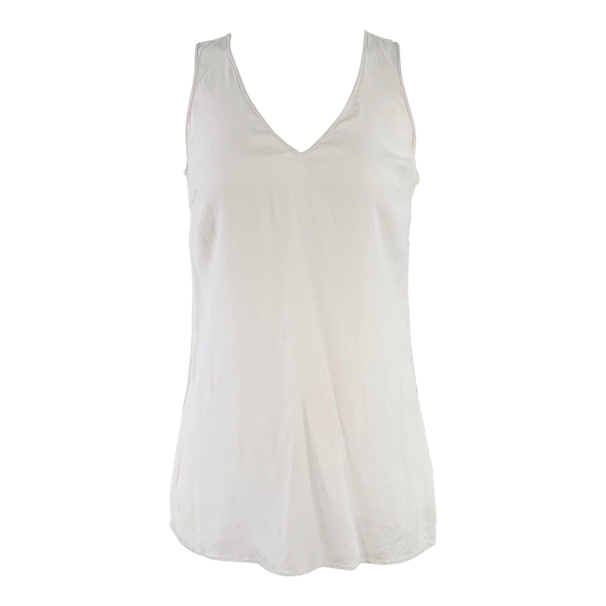 BRUNELLO CUCINELLI Size M Grey Silk V-Neck Casual Top For Sale
