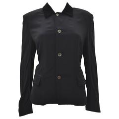 Vintage Comme des Garçons Robe de Chambre Black Shirt with Contrast Velvet Collar