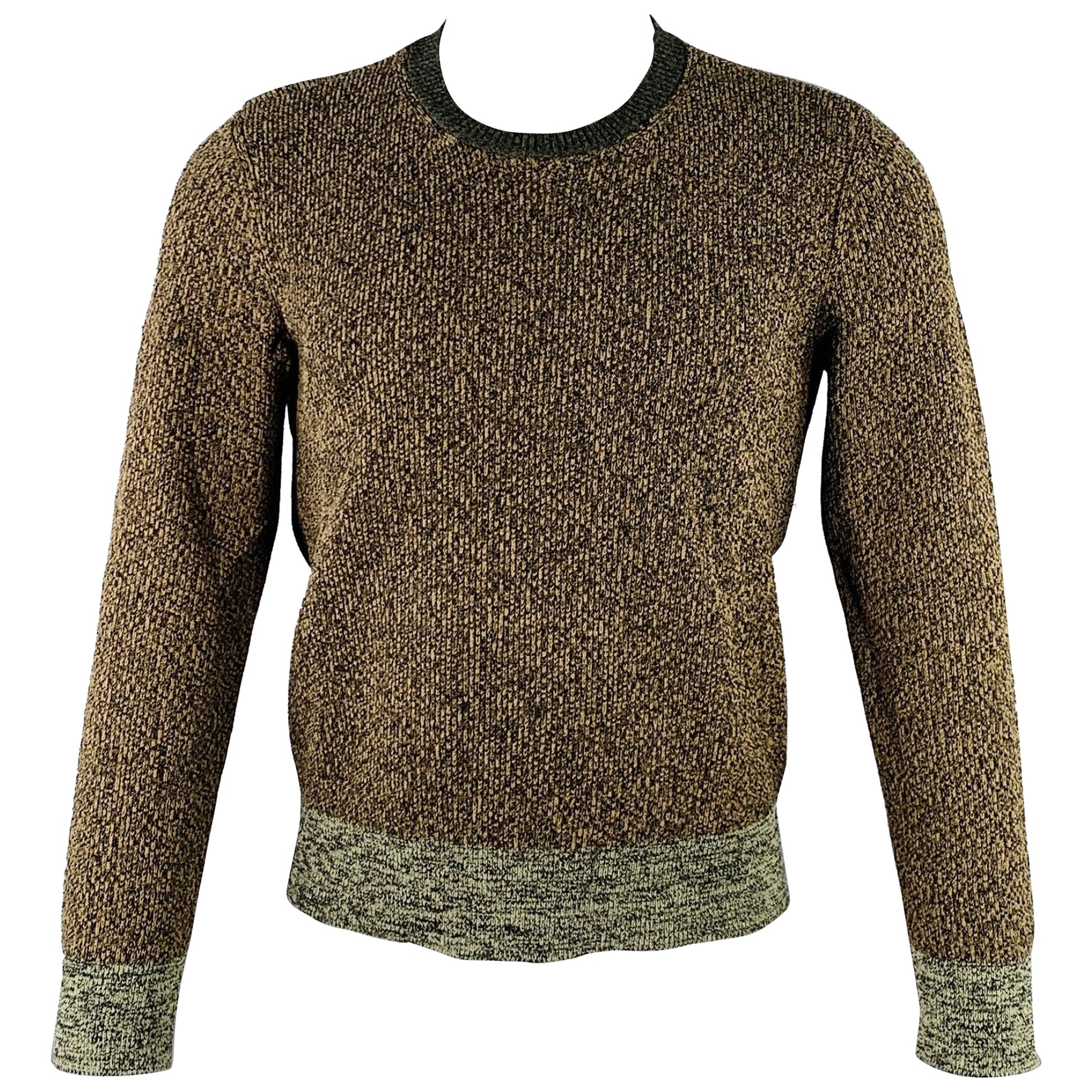 VALENTINO Größe S Olivschwarzer Pullover aus gestrickter Viskosemischung mit Kontrastbesatz und Rundhalsausschnitt
