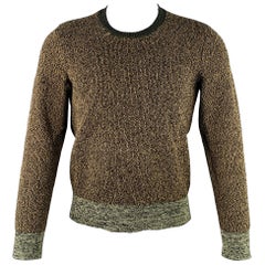 VALENTINO Größe S Olivschwarzer Pullover aus gestrickter Viskosemischung mit Kontrastbesatz und Rundhalsausschnitt