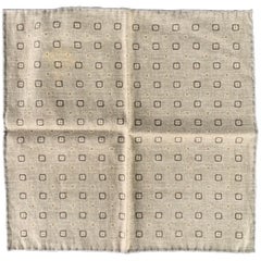 BRUNELLO CUCINELLI Beige Grey Abstract Floral Pocket Square