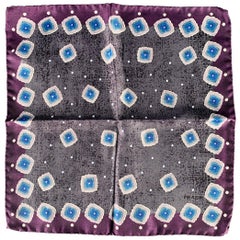 PRADA  Grey Purple Squares Pocket Square
