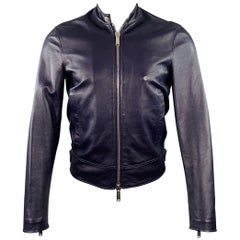 DSQUARED2 Size 36 Purple Leather Motorcycle Jacket