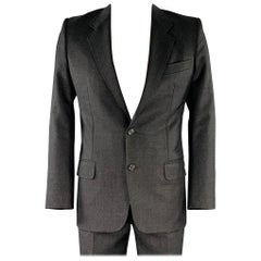 YVES SAINT LAURENT Costume long à revers en laine gris anthracite taille 42