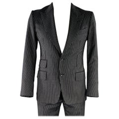 TOM FORD Taille 42 Costume en laine vierge mohair à rayures noires et blanches