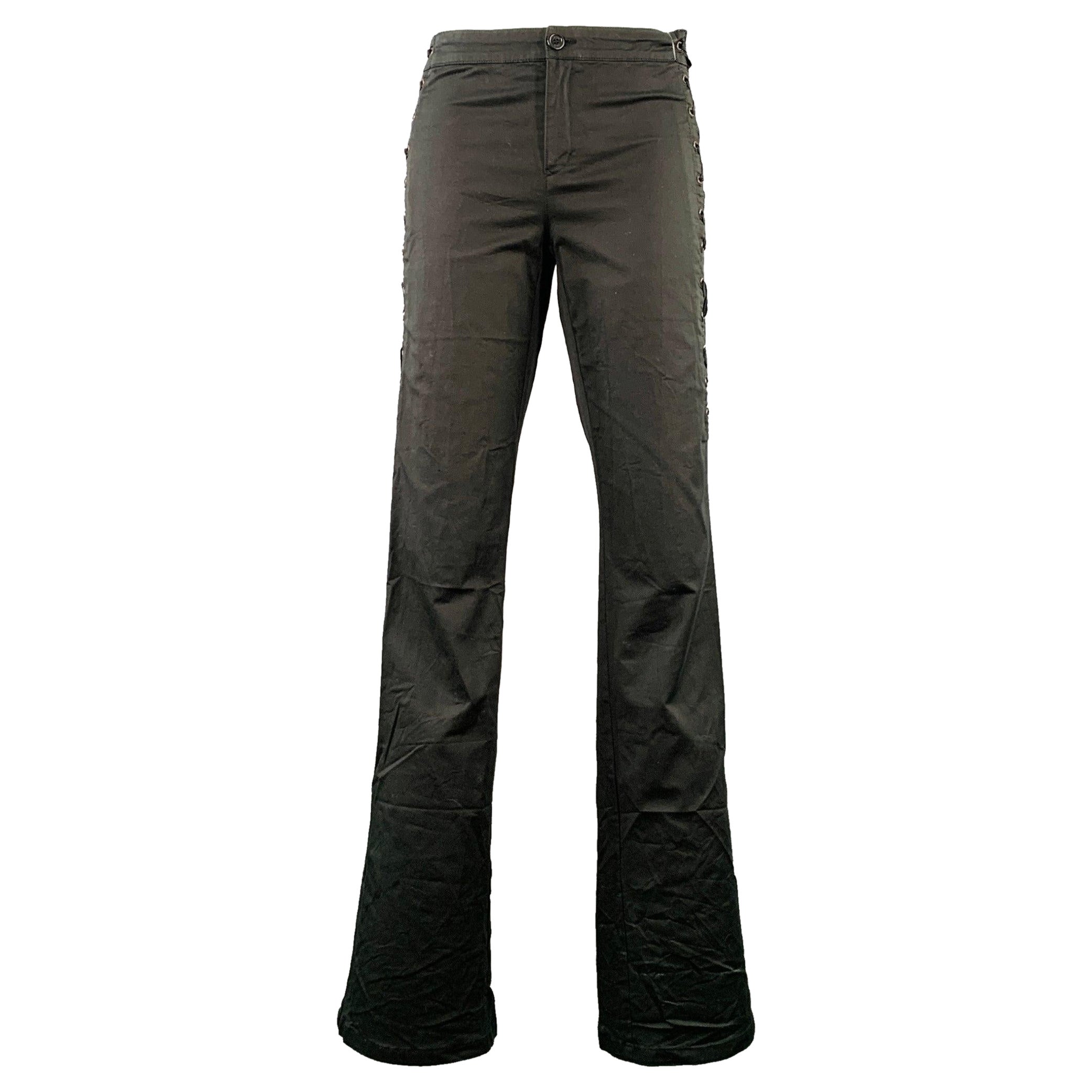 MOSCHINO Size 8 Black Cotton Blend Lace-Up Casual Pants For Sale