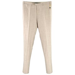 CANALI Size 37 Grey Taupe Wool Blend Flat Front Dress Pants