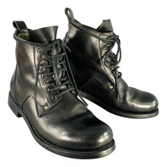 RICK OWENS Größe 9,5 Schwarze Cop-Stiefel aus Leder mit Schnürung