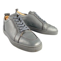 CHRISTIAN LOUBOUTIN Größe 11 Rantulow Orlato Grau Schiefer Pebble Grain Leder Low Top Sneakers