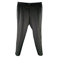 HUGO BOSS Size XL Black Virgin Wool Tuxedo Dress Pants
