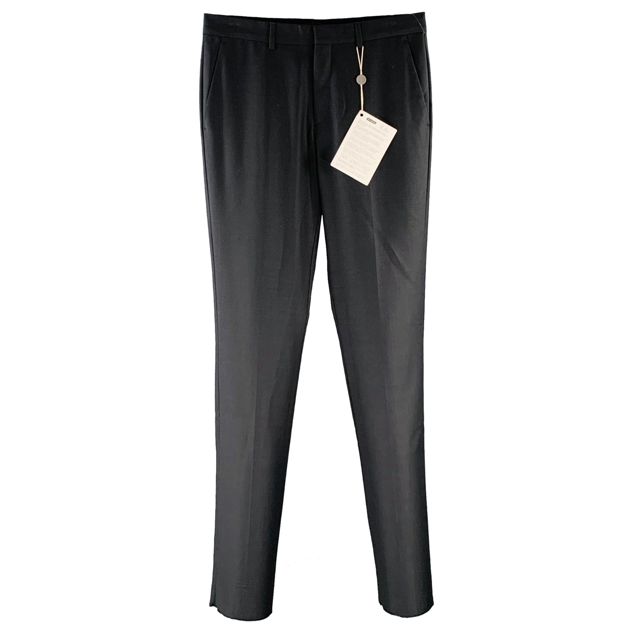 GIVENCHY Size 30 Charcoal Grey Wool Tapered Zip Fly Dress Pants For Sale