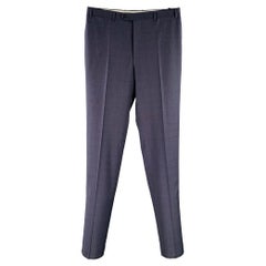CANALI Talla 36 Pantalones de vestir con frente plano de lana marrón marino