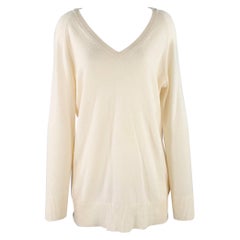 EQUIPMENT Size S Cream Cashmere Knit Oversized V-Neck Pullover
