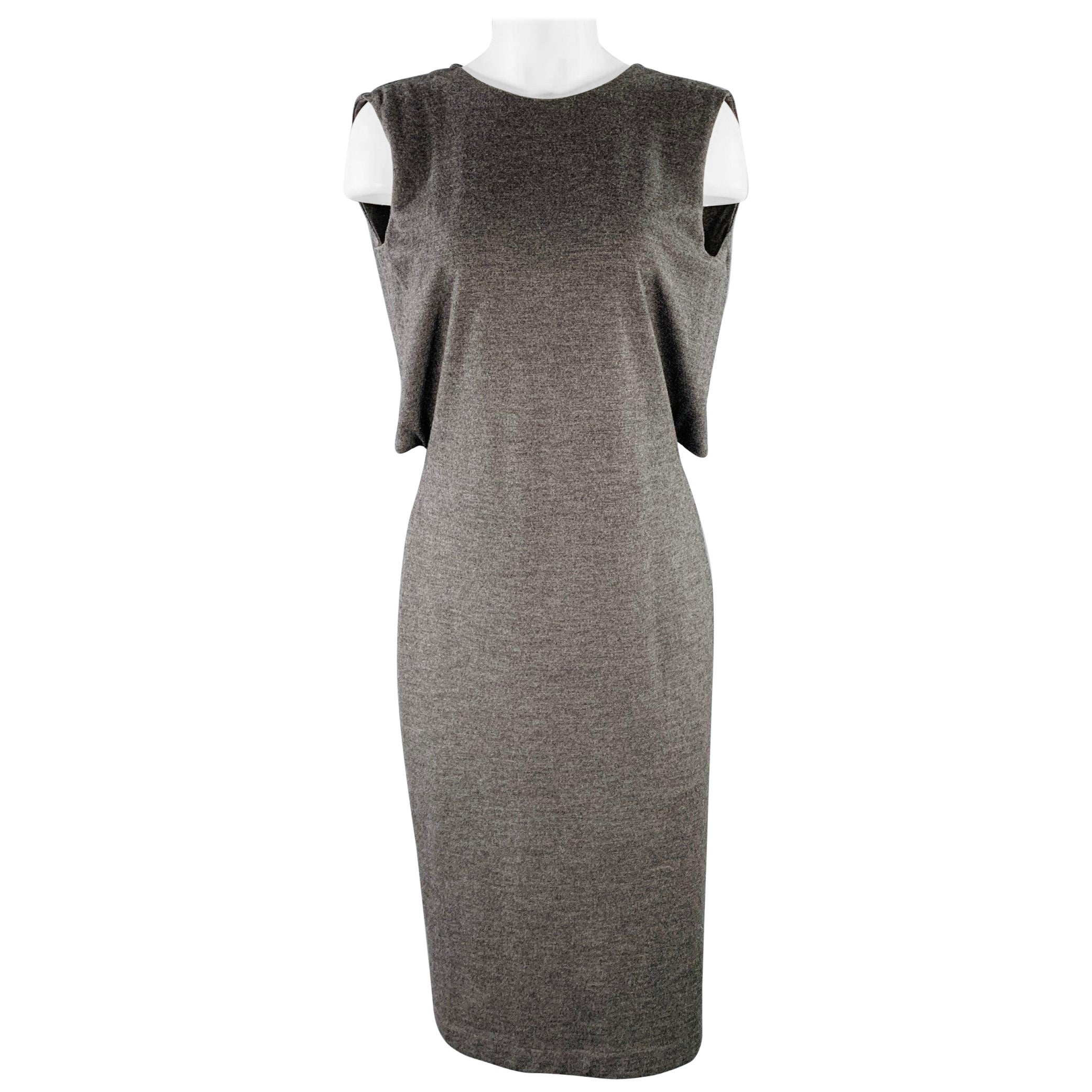 JIL SANDER Vestido sin mangas y con espalda cruzada en Jersey gris jaspeado talla 6 en venta
