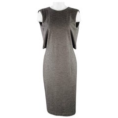 JIL SANDER Taille 6 Robe fourreau sans manches à nouer dans le dos en jersey gris chiné