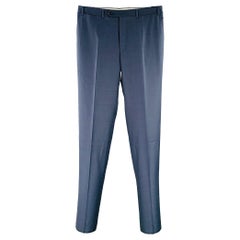 CANALI Größe 34 Marineblaue Hose aus Wolle mit flacher Vorderseite