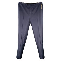 CANALI Talla 42 Pantalón de vestir de lana azul marino de frente plano