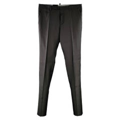DSQUARED2 Size 34 Black Wool Silk Flat Front Dress Pants