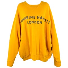 KATHARINE HAMNETT - Pull Vince jaune moutarde imprimé en coton biologique, taille M