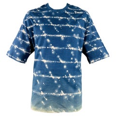 JIL SANDER Größe XL City Lights T-Shirt aus abstrakter Baumwolle mit Crew-Ausschnitt in Blau und Weiß