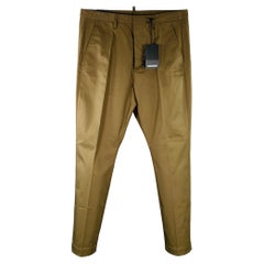 DSQUARED2 Pantaloni casual in twill di cotone verde oliva button fly taglia 34