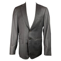 ISAIA Talla 40 Gris Carbón Rojo Rayas Lana Solapa Muesca Abrigo Deportivo