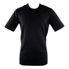 CALVIN KLEIN COLLECTION Size S Black Knit Viscose Virgin Wool T-shirt