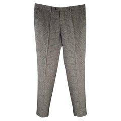 DOLCE & GABBANA Size 34 Grey Glenplaid Polyester Blend Tapered Zip Fly Dress Pants