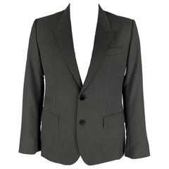 DOLCE & GABBANA Cappotto sportivo con risvolto a punta in lana grigio carbone taglia 42