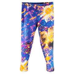 DOLCE & GABBANA Size 32 Purple Multi Color Print Cotton Blend Dress Pants