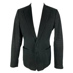 DOLCE & GABBANA Size 40 Black Cotton Blend Notch Lapel Sport Coat